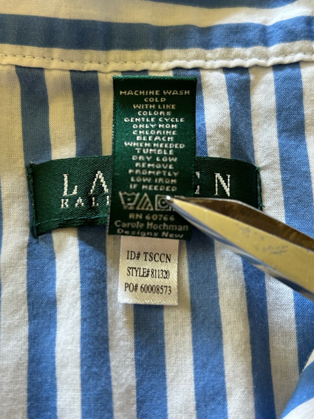 LRL Pajama Short Set Blue and White Stripes Size Small - Picture 3 of 4